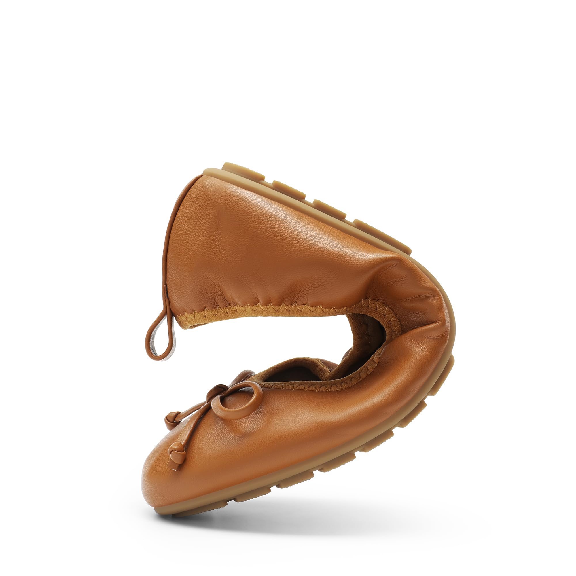DREAM PAIRS Women's Foldable Bowknot Ballet Flats,Brown,8