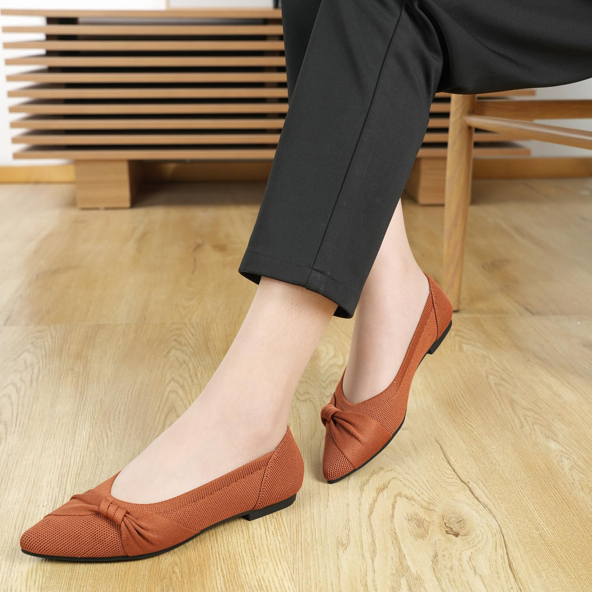 HIULYCENCE Pointed Toe Flats for Women Ballet Flats Nude US9