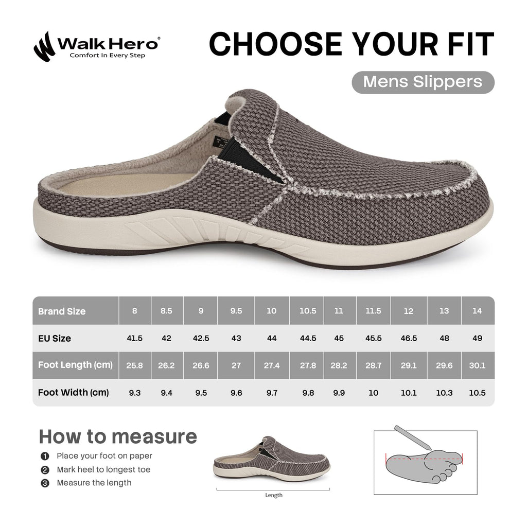 Mens Slippers with Arch Support, House Shoes for Men with Anti-Slip Sole