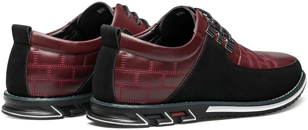Mens Dress Shoes Comfort Business Oxford Shoes Fashion Casual Dress Sneakers Office Working Derby Shoe Wine Red, 9.5 US