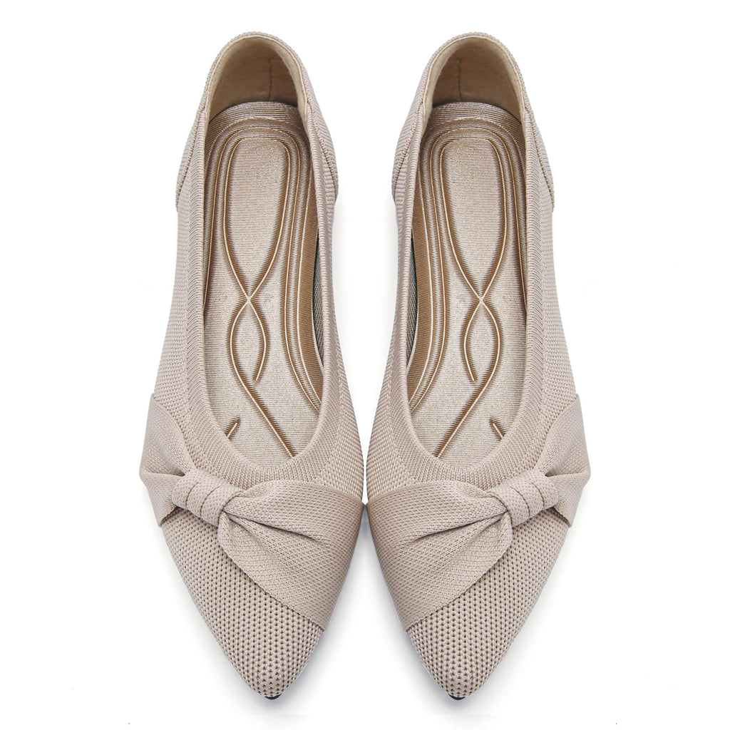 HIULYCENCE Pointed Toe Flats for Women Ballet Flats Nude US8.5