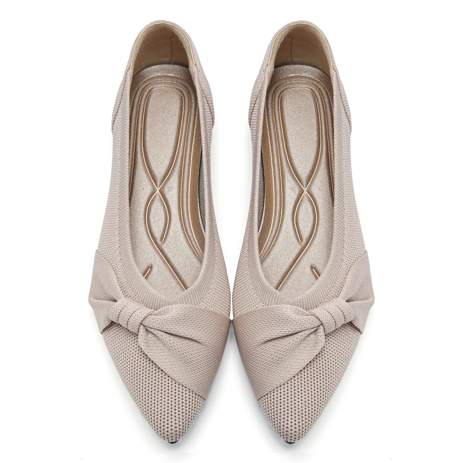 HIULYCENCE Pointed Toe Flats for Women Ballet Flats Nude US8.5