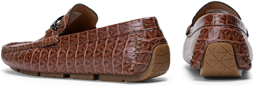Jousen Mens Crocodile Print Loafers Dress Shoes, 3044A, pd Brown, 10.5
