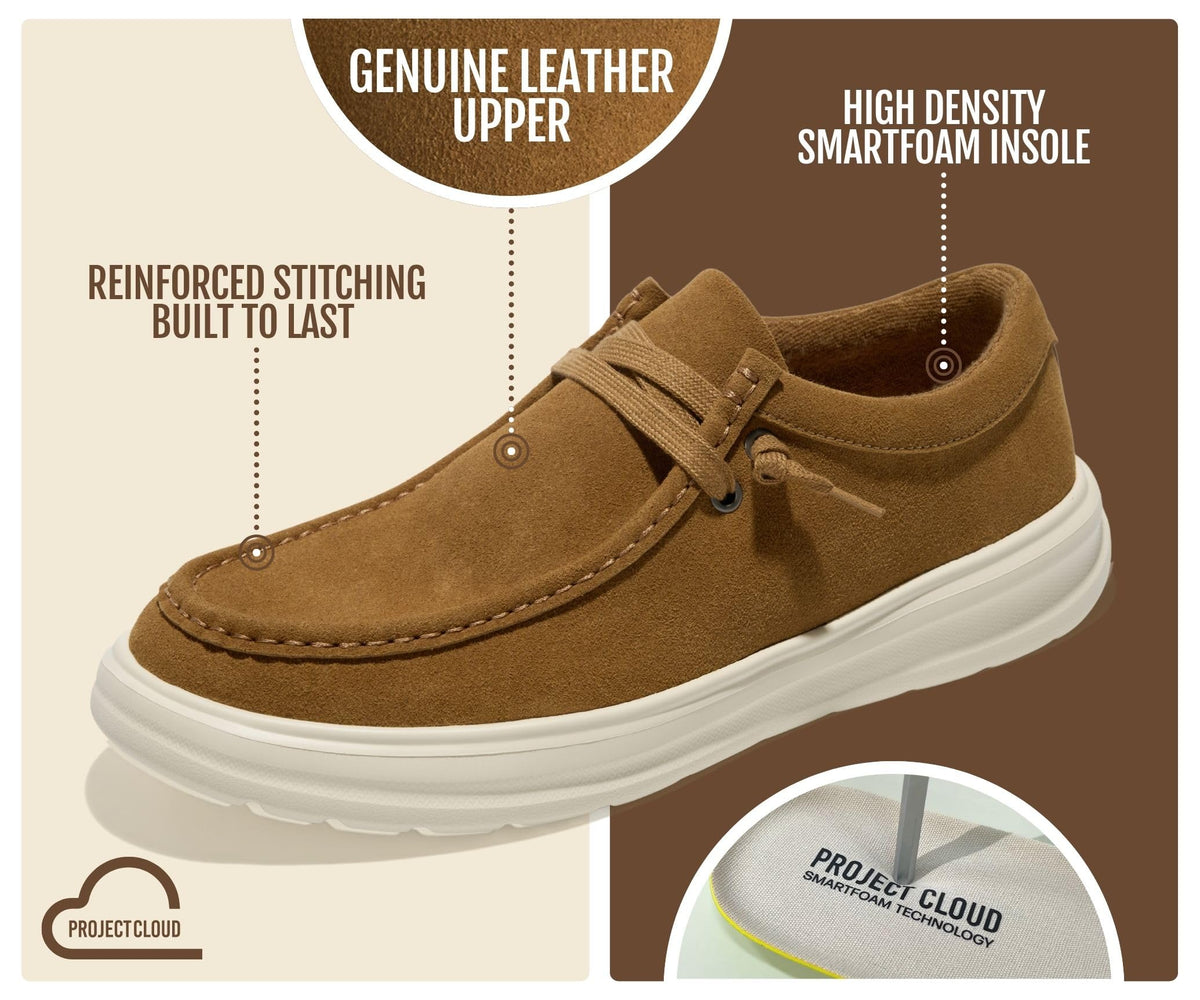 Project Cloud Genuine Leather Loafers for Men - Non-Slip Mens Shoes (Dante)