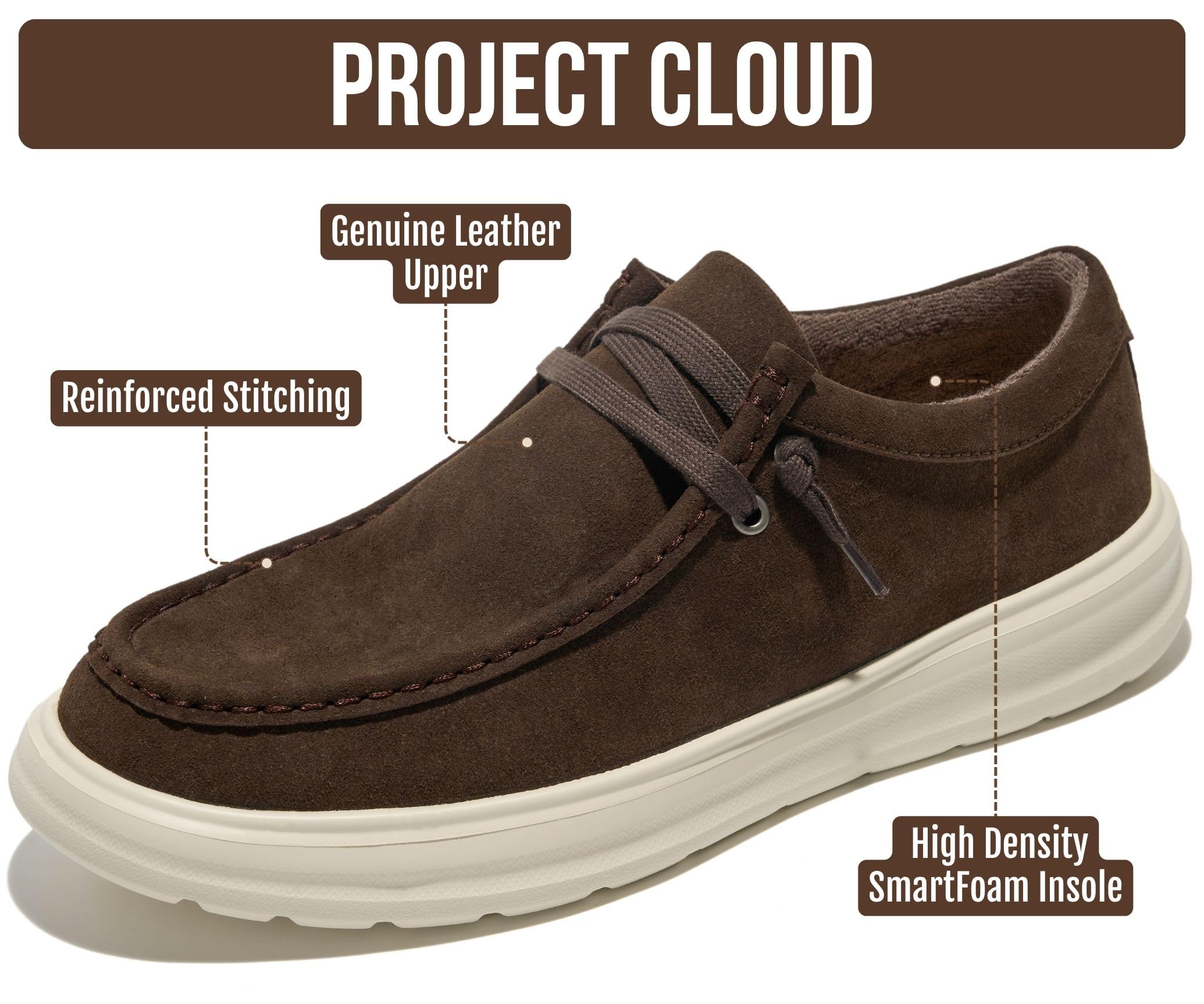 Project Cloud Genuine Leather Loafers for Men - Non-Slip Mens Shoes (Dante)