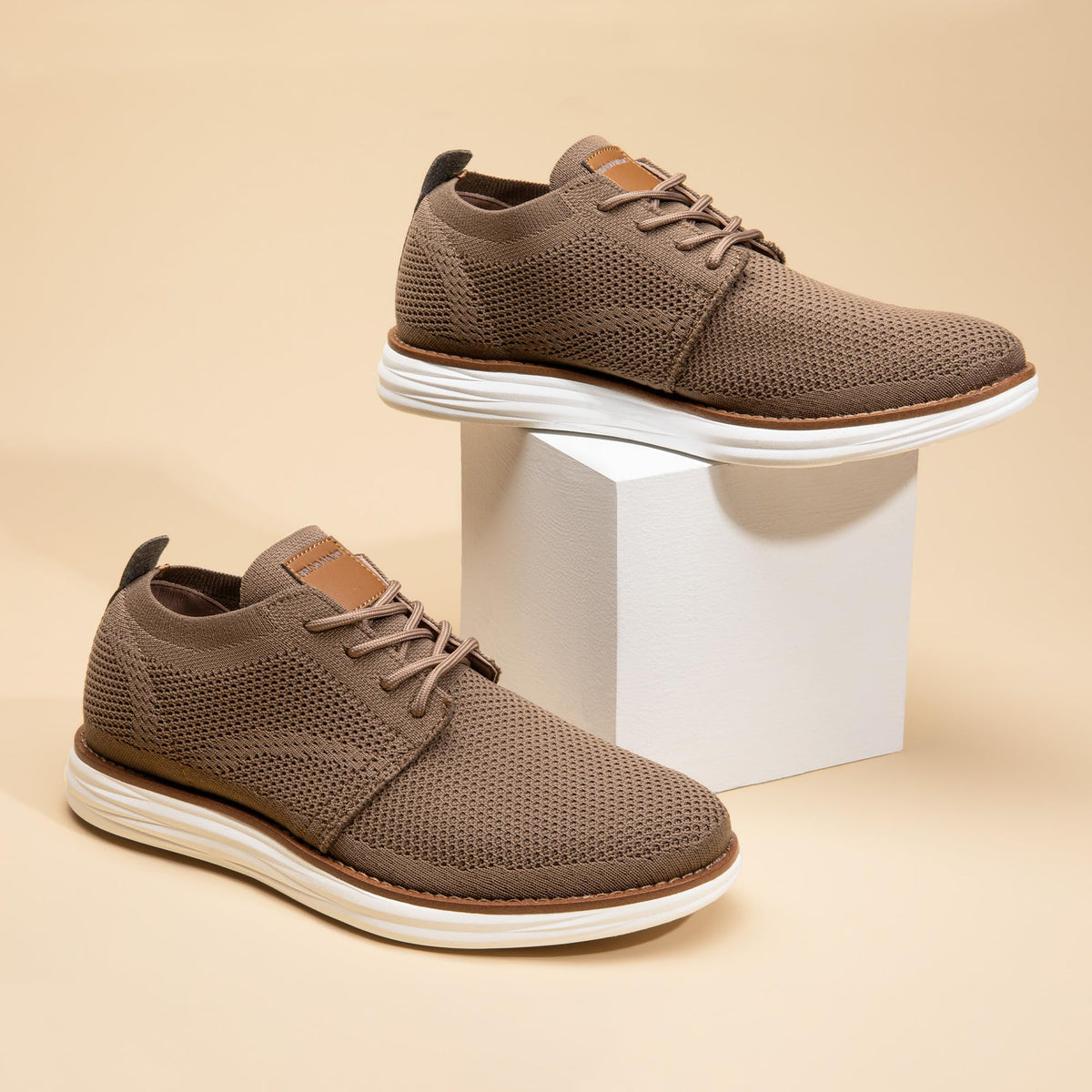Bruno Marc Men's KnitFlex Breeze Casual Dress Sneakers,Light/Brown,11