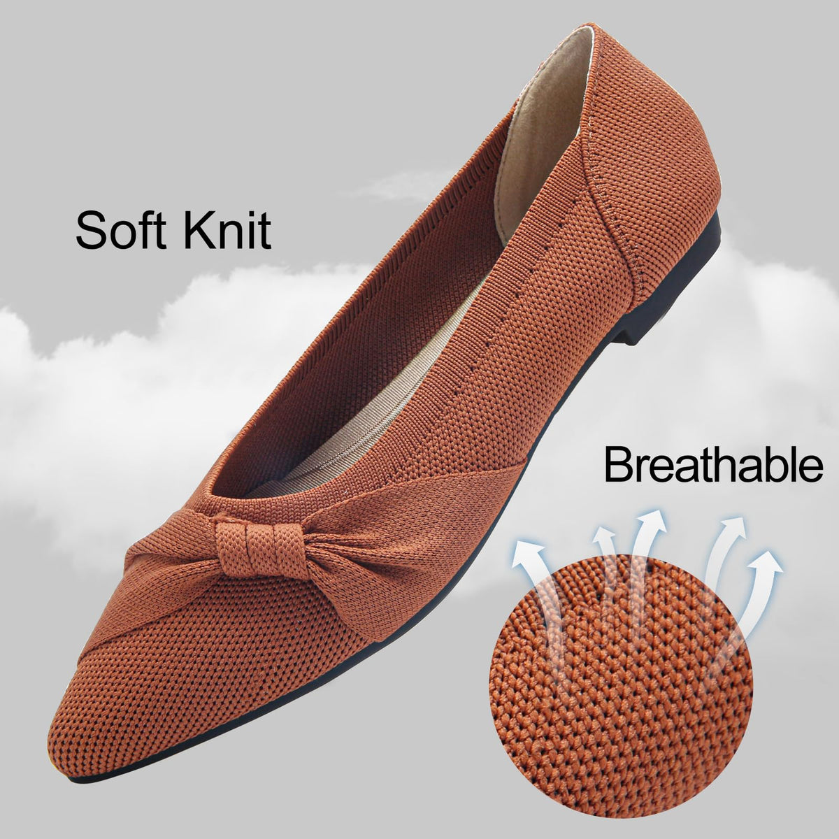 HIULYCENCE Pointed Toe Flats for Women Ballet Flats Nude US9