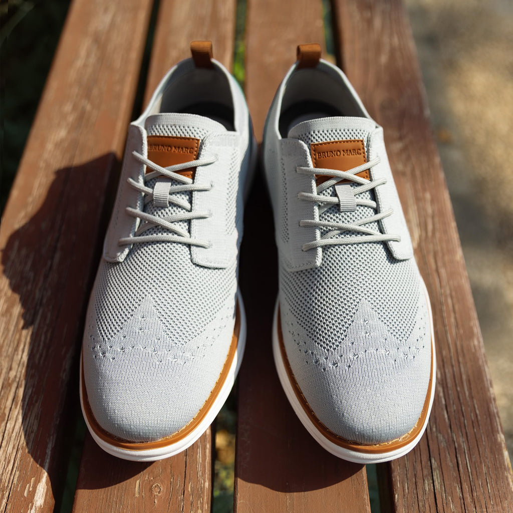 Bruno Marc Men's KnitFlex Craft Mesh Oxfords Sneakers,6-Grey,10.5