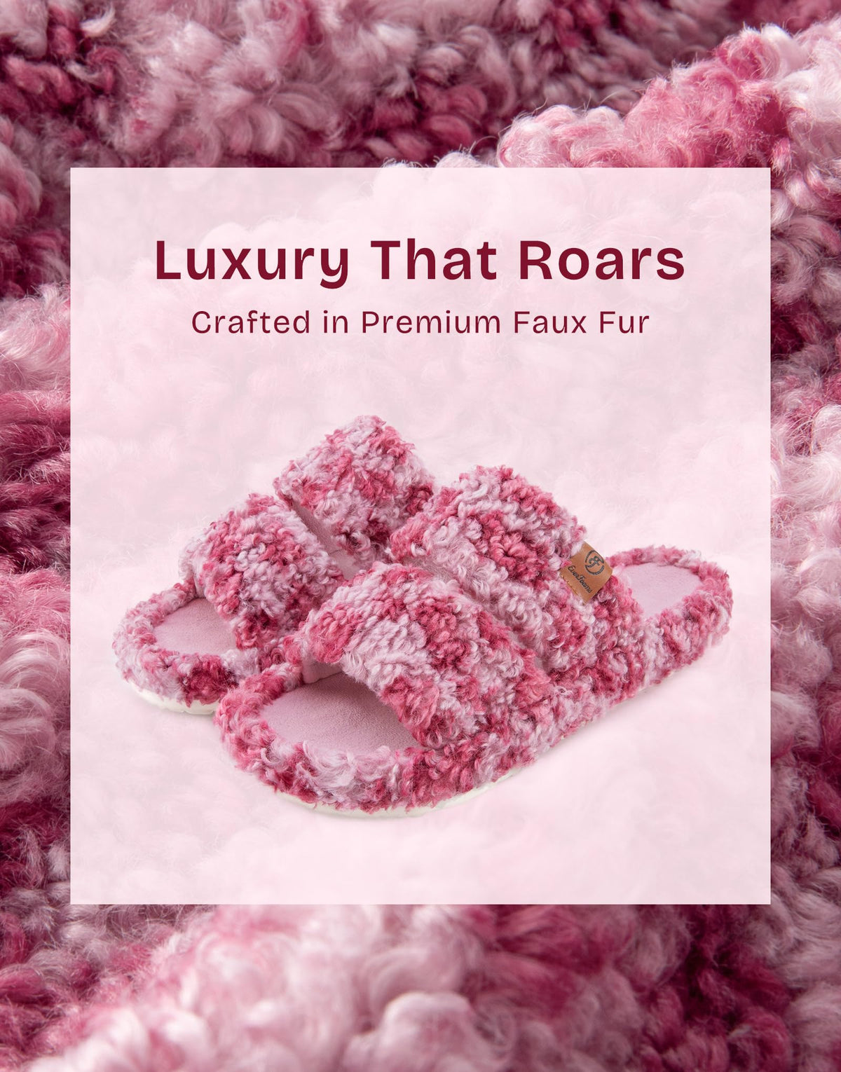 EverFoams Womens Fuzzy Open-toe Slippers Indoor Diva Wild Pink,7-8 US
