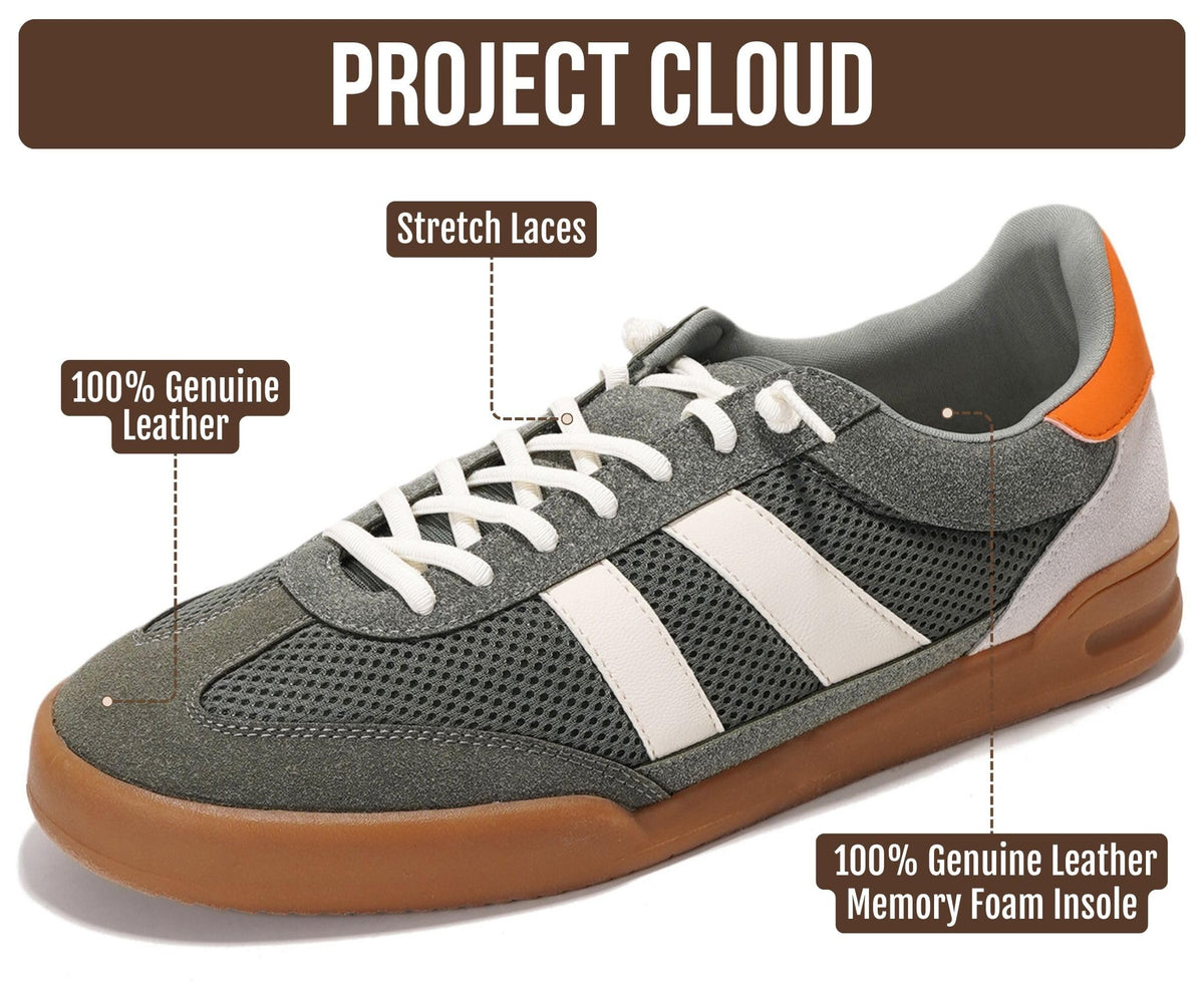Project Cloud Mens Genuine Leather Slip-On Casual Sneakers (His Verdy)