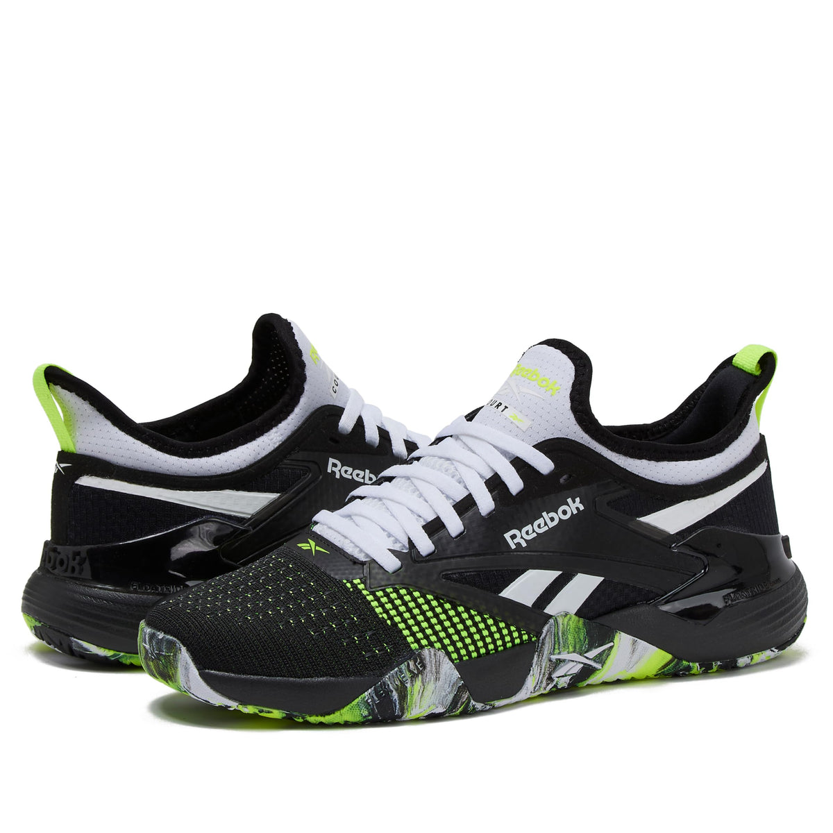 Reebok Nano Court Sport Men's Pickleball or Tennis Shoes for Men, Footwear White/Black/Digital Lime, 10