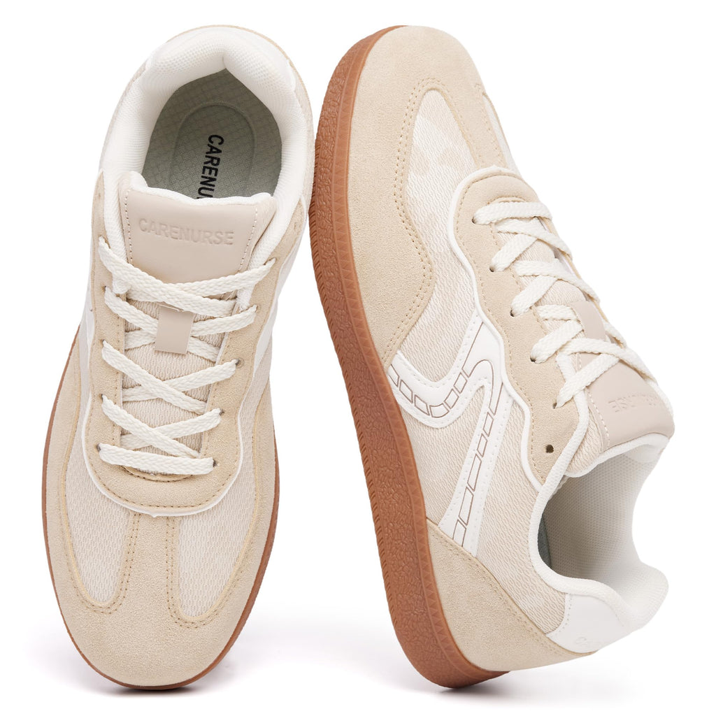 CARENURSE Mens Casual Fashion Sneakers Classic Skate Tennis Shoes Anti Slip Walking Footwear Training Business Breathable Size 10.5 Running Comfort Low Top Outdoor Jogging Skateboarding Light Kakhi