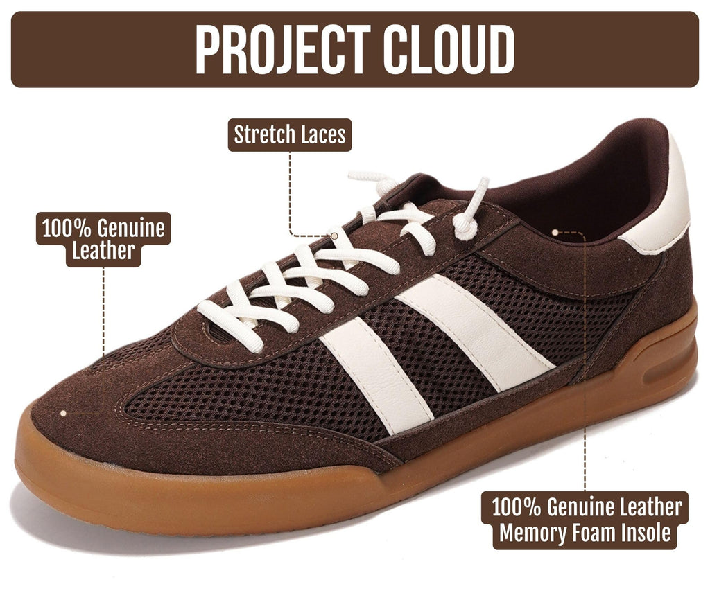Project Cloud Mens Genuine Leather Slip-On Casual Sneakers (His Verdy)
