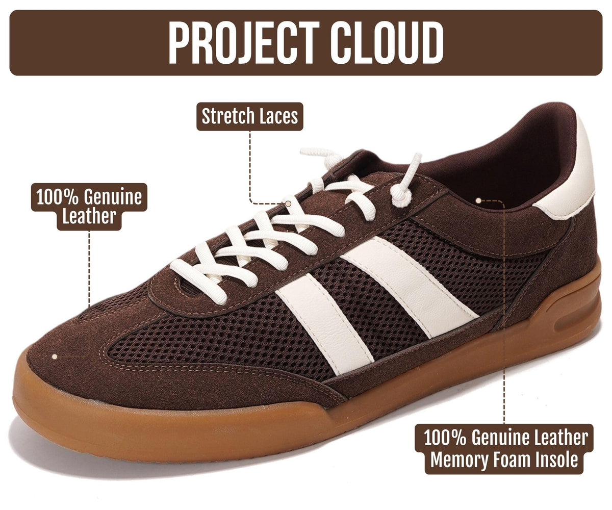 Project Cloud Mens Genuine Leather Slip-On Casual Sneakers (His Verdy)