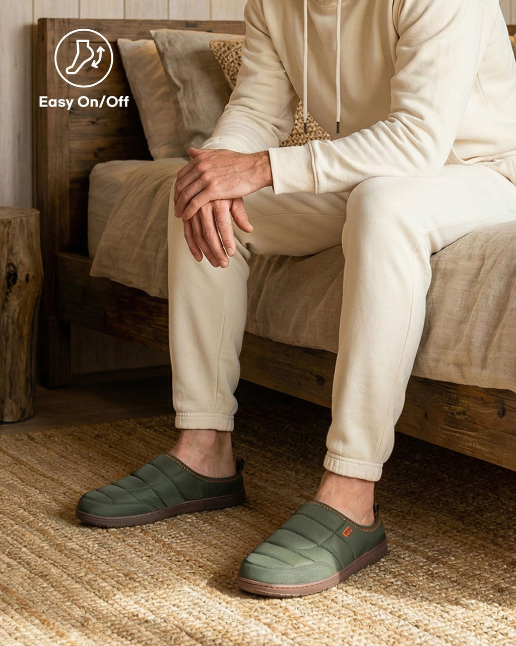 LongBay Mens Slip on Slippers Two-Tone Memory Foam House Shoes Green,10