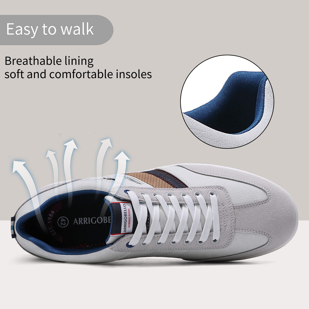 AX BOXING Mens Casual Shoes Fashion Sneakers Breathable Comfort Walking Shoes for Male(Grey, Numeric_10_Point_5)