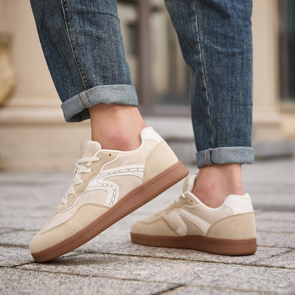 CARENURSE Mens Casual Fashion Sneakers Classic Skate Tennis Shoes Anti Slip Walking Footwear Training Business Breathable Size 10.5 Running Comfort Low Top Outdoor Jogging Skateboarding Light Kakhi