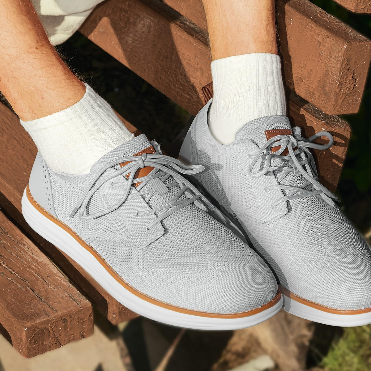 Bruno Marc Men's KnitFlex Craft Mesh Oxfords Sneakers,6-Grey,10.5